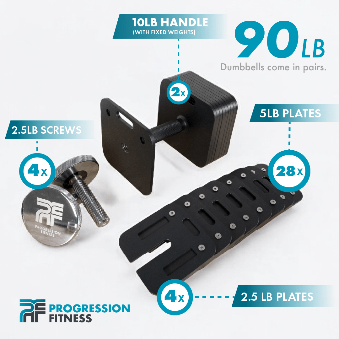 Progression Fitness Adjustable Dumbbell 10 to 90lbs - Adjustable Weights - Progression Fitness - 6