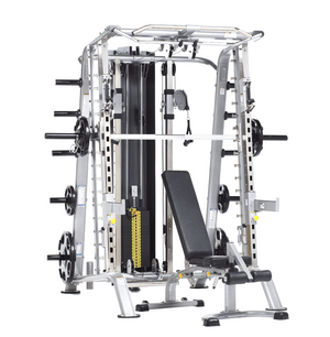 TuffStuff Smith-Half Cage Ensemble - CSM 725WS & TuffStuff Multi-purpose Bench - CMB 375-Smith Machine Half Rack-TuffStuff Fitness-1